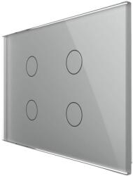 LIVOLO Intrerupator cvadruplu cu touch Livolo din sticla - standard italian, gri, VL-FC4-3G-15 (VL-FC4-3G-15)
