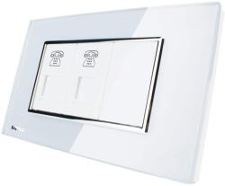 LIVOLO Priza dubla Telefon Livolo cu rama din sticla - standard italian, alb, VL-C392T-81 (VL-C392T-81)