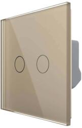 LIVOLO Intrerupator Dublu Wireless si Variator LIVOLO cu Touch Din Sticla - Serie Noua, auriu, VL-FC2D2R-2G-2A (VL-FC2D2R-2G-2A)