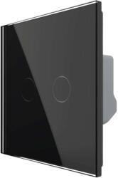 LIVOLO Intrerupator Dublu Wireless si Variator LIVOLO cu Touch Din Sticla - Serie Noua, negru, VL-FC2D2R-2G-2B (VL-FC2D2R-2G-2B)