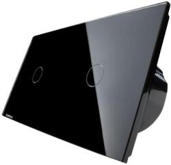 LIVOLO Intrerupator simplu + simplu cu touch Livolo din sticla, negru, VL-C701/C701-12 (VL-C701/C701-12)