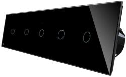 LIVOLO Intrerupator LIVOLO cu touch din sticla cu 5 intrerupatoare simple, negru, BB-C7-5C1-12 (BB-C7-5C1-12)