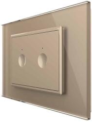 LIVOLO Intrerupator cu variator dublu cu touch Livolo cu rama din sticla, standard Italian, protocol ZigBee - Serie noua, auriu, VL-FC2D1Z-3AP-13 (VL-FC2D1Z-3AP-13)
