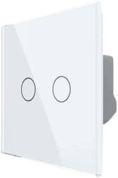 LIVOLO Intrerupator Dublu Cap Scara / Cruce cu Touch LIVOLO din Sticla - protocol ZigBee, Serie Noua, alb, VL-FC2SZ-2G-2W (VL-FC2SZ-2G-2W)