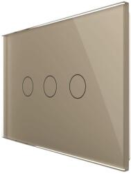 LIVOLO Intrerupator triplu cu touch Livolo din sticla, standard italian - Serie noua, auriu, VL-FC3-3G-13 (VL-FC3-3G-13)