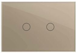LIVOLO Intrerupator dublu cu touch Livolo din sticla, standard italian - Serie noua, auriu, VL-FC2-3G-13 (VL-FC2-3G-13)