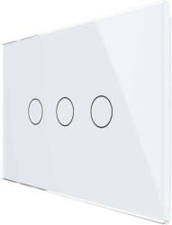LIVOLO Intrerupator triplu cap scara/cruce wireless cu touch Livolo din sticla - standard italian, alb, VL-FC3SR-3G-11 (VL-FC3SR-3G-11)