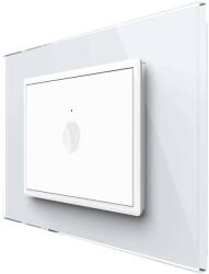 LIVOLO Intrerupator simplu cap scara / cap cruce wireless cu touch Livolo cu rama din sticla, standard Italian - Serie noua, alb, VL-FC1SR-3WP-11 (VL-FC1SR-3WP-11)
