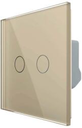 LIVOLO Intrerupator Dublu cu Variator LIVOLO cu Touch Din Sticla - Serie Noua, auriu, VL-FC2D2-2G-2A (VL-FC2D2-2G-2A) - fluxone
