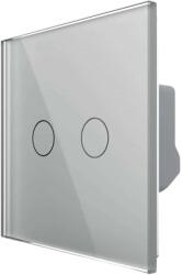 LIVOLO Intrerupator Dublu Wireless si Variator LIVOLO cu Touch Din Sticla - Serie Noua, gri, VL-FC2D2R-2G-2I (VL-FC2D2R-2G-2I)