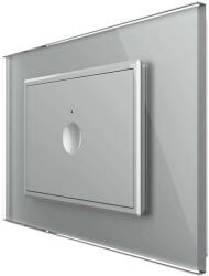 LIVOLO Intrerupator simplu wireless cu touch Livolo cu rama din sticla, standard Italian - Serie noua, gri, VL-FC1R-3IP-15 (VL-FC1R-3IP-15)