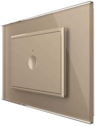LIVOLO Intrerupator simplu cap scara / cap cruce cu touch Livolo cu rama din sticla, standard Italian - Serie noua, auriu, VL-FC1S-3AP-13 (VL-FC1S-3AP-13)
