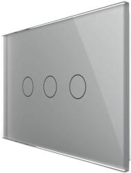 LIVOLO Intrerupator triplu wireless cu touch Livolo din sticla - standard italian, gri, VL-FC3R-3G-15 (VL-FC3R-3G-15)
