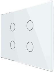 LIVOLO Intrerupator cvadruplu cap scara / cap cruce cu touch Livolo din sticla, standard Italian, protocol ZigBee - Serie noua, alb, VL-FC4SZ-3G-11 (VL-FC4SZ-3G-11)