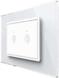 LIVOLO Intrerupator dublu wireless cu touch Livolo cu rama din sticla, standard Italian - Serie noua, alb, VL-FC2R-3WP-11 (VL-FC2R-3WP-11)