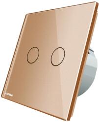 LIVOLO Intrerupator dublu cu revenire (reset) Livolo cu touch din sticla, auriu, VL-C702H-13 (VL-C702H-13)
