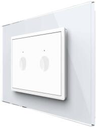 LIVOLO Intrerupator Dublu Cap Scara / Cruce Wi-Fi cu Touch LIVOLO cu rama din sticla, standard italian Serie Noua, Alb, , VL-FC2SNY-3WP-11 (VL-FC2SNY-3WP-11)