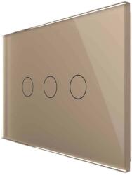 LIVOLO Intrerupator triplu cap scara / cap cruce cu touch Livolo din sticla, standard Italian, protocol ZigBee - Serie noua, auriu, VL-FC3SZ-3G-13 (VL-FC3SZ-3G-13)