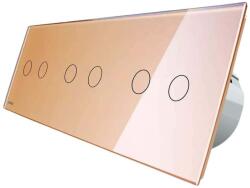 LIVOLO Intrerupator dublu+dublu+dublu cu touch Livolo din sticla, auriu, VL-C702/C702/C702-13 (VL-C702/C702/C702-13)