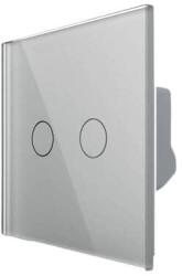 LIVOLO Intrerupator Dublu cu Touch Livolo din Sticla - protocol ZigBee, Serie Noua, gri, VL-FC2Z-2G-2I (VL-FC2Z-2G-2I)