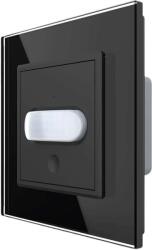 LIVOLO Intrerupator senzor de miscare PIR Livolo cu rama din sticla, negru, VL-FCU-2BP-12 (VL-FCU-2BP-12)