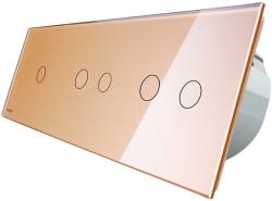 LIVOLO Intrerupator cu touch simplu+dublu+dublu LIVOLO din sticla, Protocol ZigBee, Control de pe telefon, auriu, VL-C701Z/702Z/702Z-13 (VL-C701Z/702Z/702Z-13)