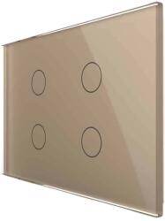 LIVOLO Intrerupator cvadruplu cap scara / cap cruce cu touch Livolo din sticla, standard Italian, protocol ZigBee - Serie noua, auriu, VL-FC4SZ-3G-13 (VL-FC4SZ-3G-13)
