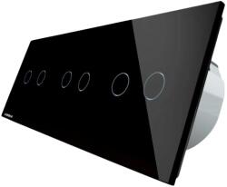 LIVOLO Intrerupator dublu+dublu+dublu cu touch Livolo din sticla, Protocol ZigBee, Control de pe telefon, negru, VL-C702Z/C702Z/C702Z-12 (VL-C702Z/C702Z/C702Z-12)