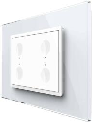 LIVOLO Intrerupator cvadruplu cap scara / cap cruce cu touch Livolo cu rama din sticla, standard Italian, protocol ZigBee - Serie noua, alb, VL-FC4SZ-3WP-11 (VL-FC4SZ-3WP-11)