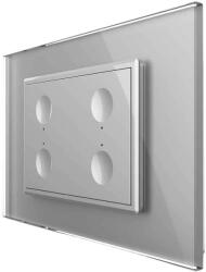 LIVOLO Intrerupator cvadruplu cap scara / cap cruce cu touch Livolo cu rama din sticla, standard Italian, protocol ZigBee - Serie noua, gri, VL-FC4SZ-3IP-15 (VL-FC4SZ-3IP-15)