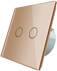 LIVOLO Intrerupator dublu cu revenire / contact uscat Livolo cu touch din sticla, auriu, VL-C702CH-13 (VL-C702CH-13)