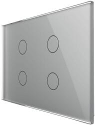 LIVOLO Intrerupator cvadruplu cap scara / cruce cu touch Livolo din sticla, standard Italian - Serie noua, gri, VL-FC4S-3G-15 (VL-FC4S-3G-15)