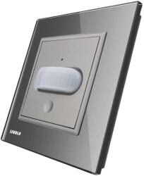 LIVOLO Intrerupator senzor de miscare PIR Livolo cu rama din sticla, gri, VL-FCU-2IP-15 (VL-FCU-2IP-15)