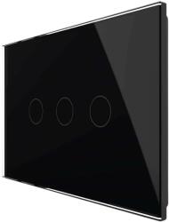 LIVOLO Intrerupator triplu cu touch Livolo din sticla, standard italian - Serie noua, negru, VL-FC3-3G-12 (VL-FC3-3G-12)