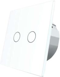 LIVOLO Intrerupator dublu cu revenire / contact uscat Livolo cu touch din sticla, alb, VL-C702CH-11 (VL-C702CH-11)