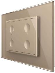 LIVOLO Intrerupator cvadruplu cap scara / cap cruce wireless cu touch Livolo cu rama din sticla, standard Italian - Serie noua, auriu, VL-FC4SR-3AP-13 (VL-FC4SR-3AP-13)