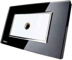 LIVOLO Priza cu mufa pentru microfon Livolo cu rama din sticla - standard italian, negru, VL-C391M1-82 (VL-C391M1-82)