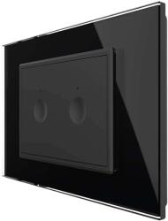 LIVOLO Intrerupator dublu cu touch Livolo cu rama din sticla, standard Italian - Serie noua, negru, VL-FC2-3BP-12 (VL-FC2-3BP-12)