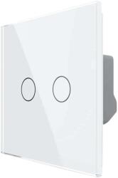 LIVOLO Intrerupator Dublu cu Reset si Contact Uscat Livolo cu Rama din Sticla, ZigBee - Serie Noua, alb, VL-FC2HNZ-2G-11 (VL-FC2HNZ-2G-11)