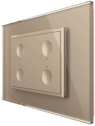LIVOLO Intrerupator cvadruplu wireless cu touch Livolo cu rama din sticla, standard Italian - Serie noua, auriu, VL-FC4R-3AP-13 (VL-FC4R-3AP-13)
