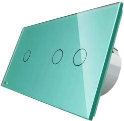 LIVOLO Intrerupator simplu + dublu cu touch Livolo din sticla, Protocol ZigBee, Control de pe telefonul mobil, verde, VL-C701Z/C702Z-18 (VL-C701Z/C702Z-18)