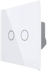 LIVOLO Intrerupator Dublu cu Touch Livolo din Sticla - protocol ZigBee, Serie Noua, alb, VL-FC2Z-2G-2W (VL-FC2Z-2G-2W)