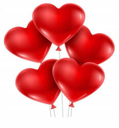Balonevi Szív alakú gumi lufi piros 5db/cs 30cm