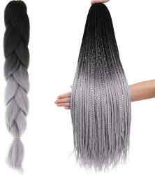 Maxy Szintetikus haj színes afro-ombre fonathoz - Fekete/szürke