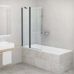 Roltechnik CI BAE 2 részes kádparaván 110 cm, fekete profillal, RothETC üvegfelület kezeléssel