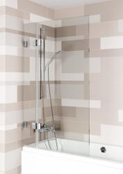 RIHO Scandic X109V kifelé hajtható kádparaván, 150x95 cm, jobbos vagy balos, króm, Riho Shield vízkőmentes üvegbevonattal