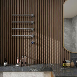 AREZZO design Design Tubeline 455x755 mm elektromos törölközőszárító radiátor, Gun Metal - Fegyverszürke