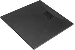 Besco Vexo Ultraslim, kőhatású, szögletes 80x80 cm zuhanytálca, fekete + szifonnal együtt