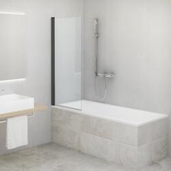 Roltechnik CI BAE kádparaván, ki- be hajtható 75 cm, fekete profillal, RothETC üvegfelület kezeléssel