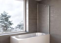 Kolpa San Polaris BS 80-UNI SBR kádparaván, ezüst profillal, átlátszó, edzett üveggel